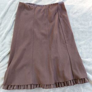 Vintage Field Manor Pencil Skirt Womens 8 Brown Wool Classic Ruffle Hem Preppy